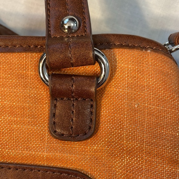 Relativity Linen Metallic Orange Shoulder Hand Bag - Picture 10 of 10
